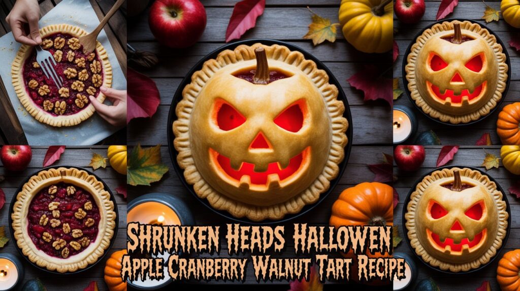 🎃 Shrunken Heads Halloween Apple Cranberry Walnut Tart Recipe
