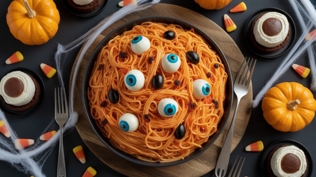 🎃 Halloween Bloody Spaghetti with Mozzarella Eyeballs